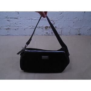 Harley Davidson Black Leather Suede Barrel Bag/Purse Zip Close Small Biker